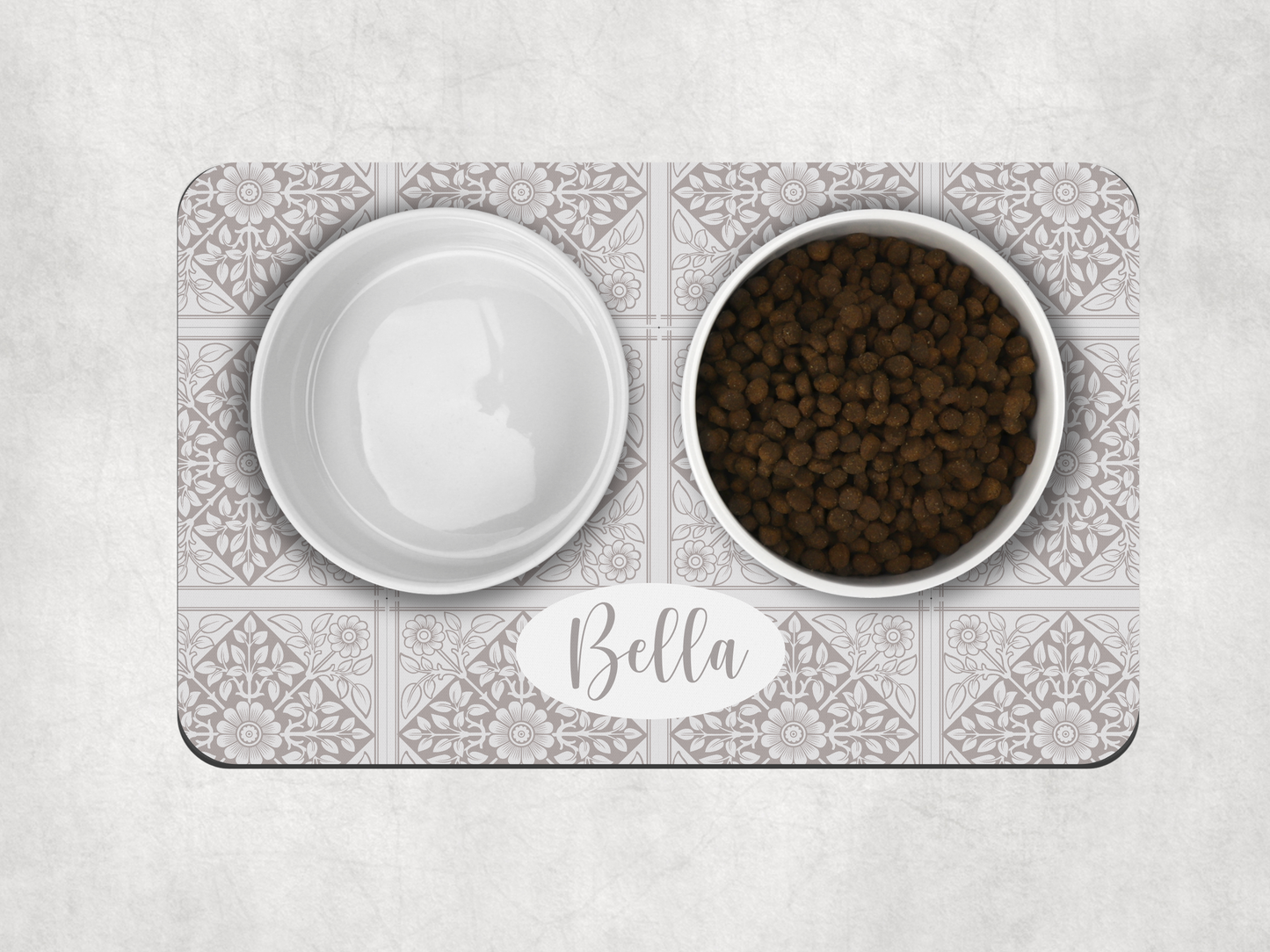 Personalised Pet Bowl Mat Mediterranean tile design