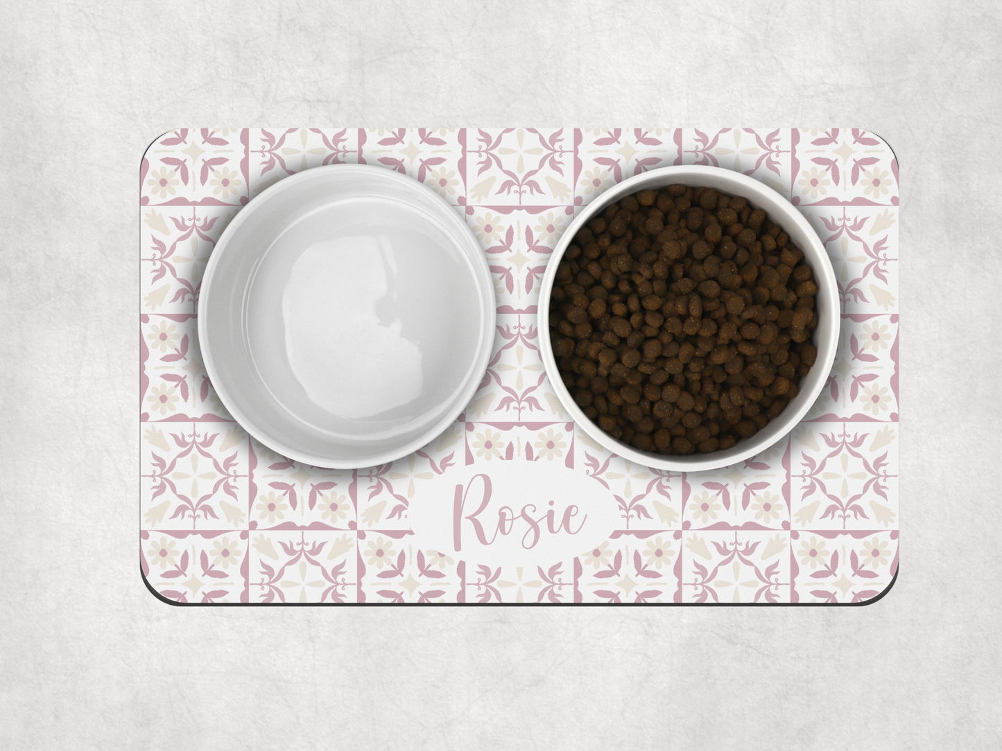 Personalised Pet Bowl Mat Mediterranean tile design