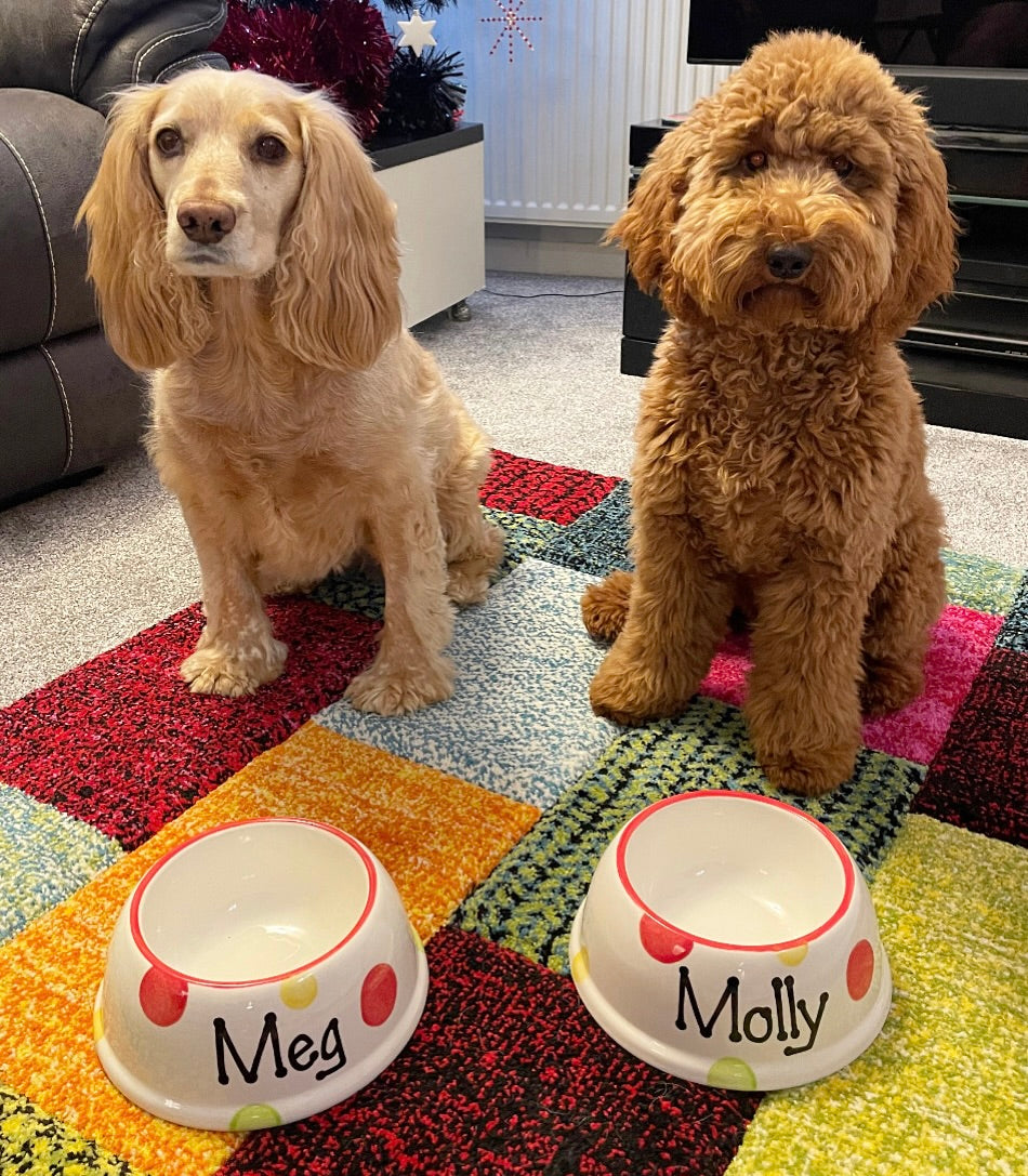 Personalised Slanted Spotty Bowl