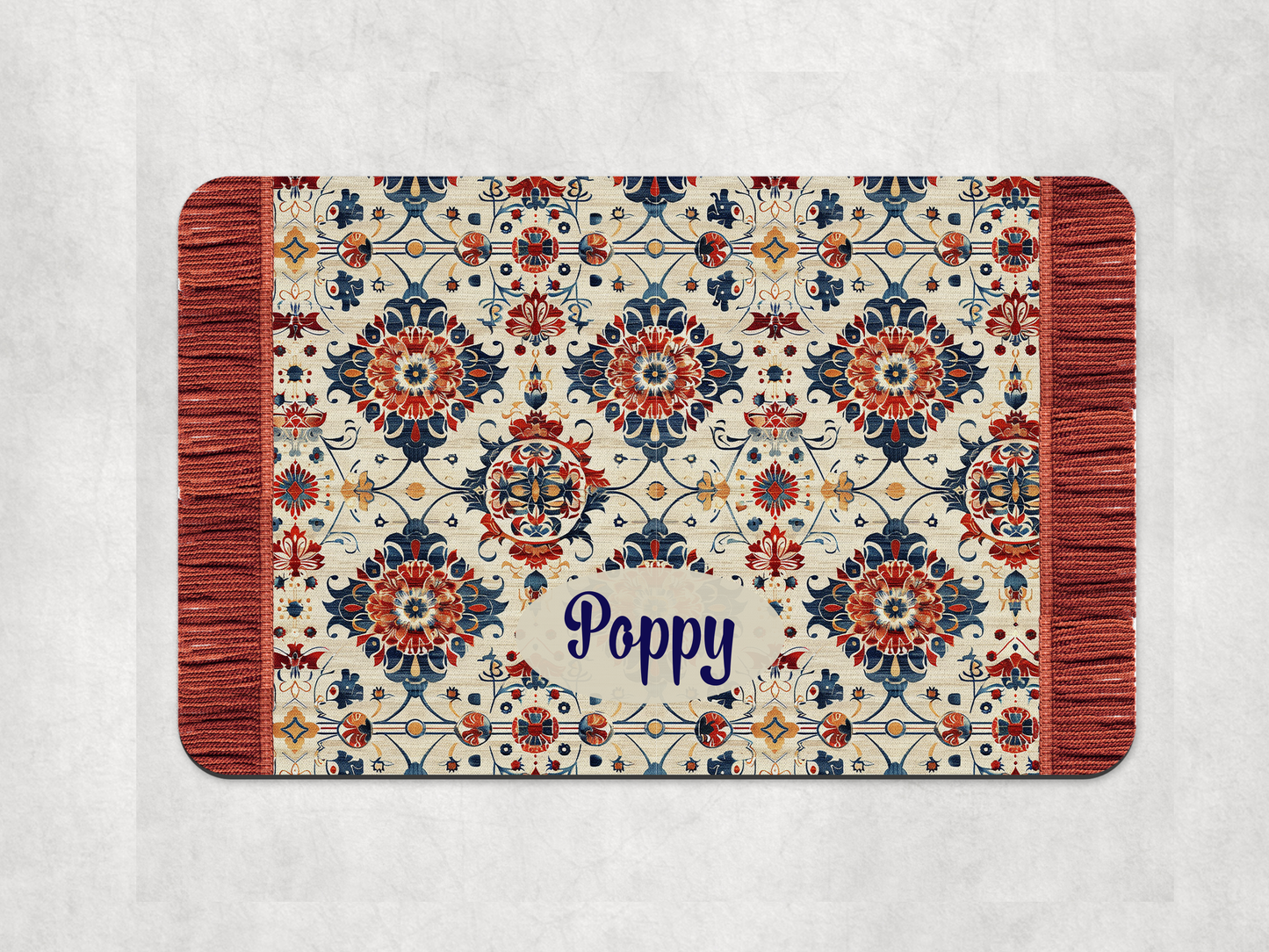 Personalised Pet Bowl Mat Turkish Rug Design