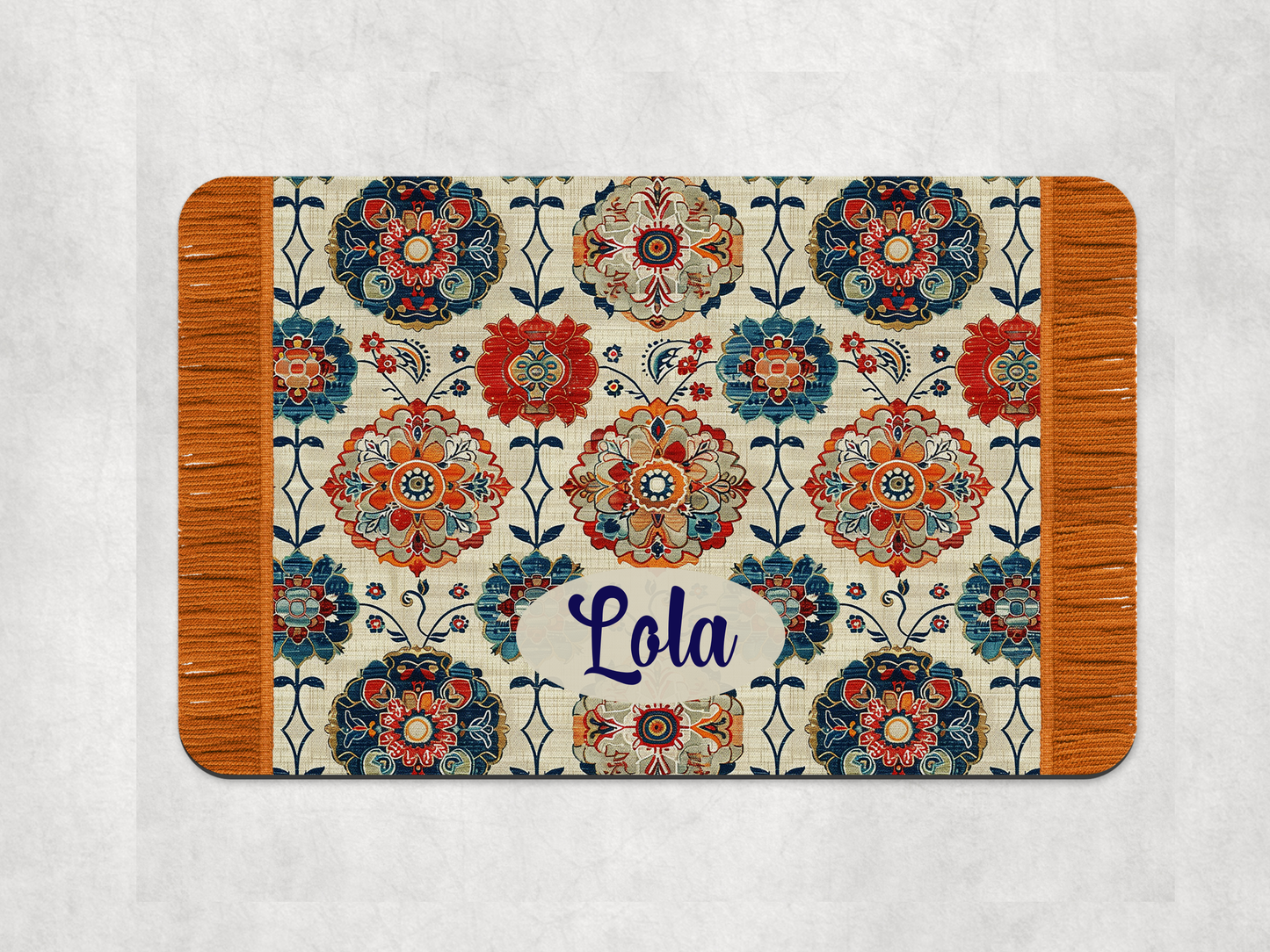 Personalised Pet Bowl Mat Turkish Rug Design