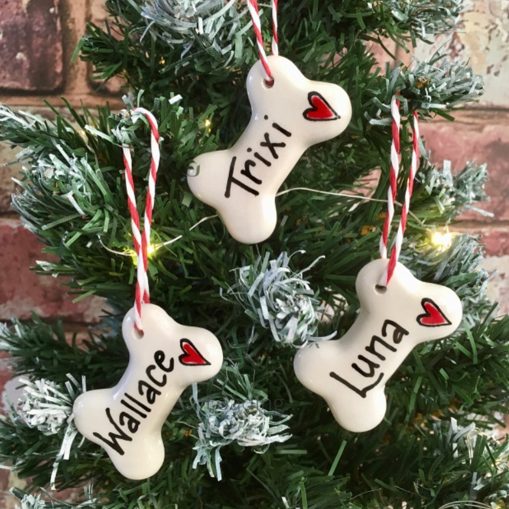 Personalised Small Ceramic Hanging Christmas Bone Decoration