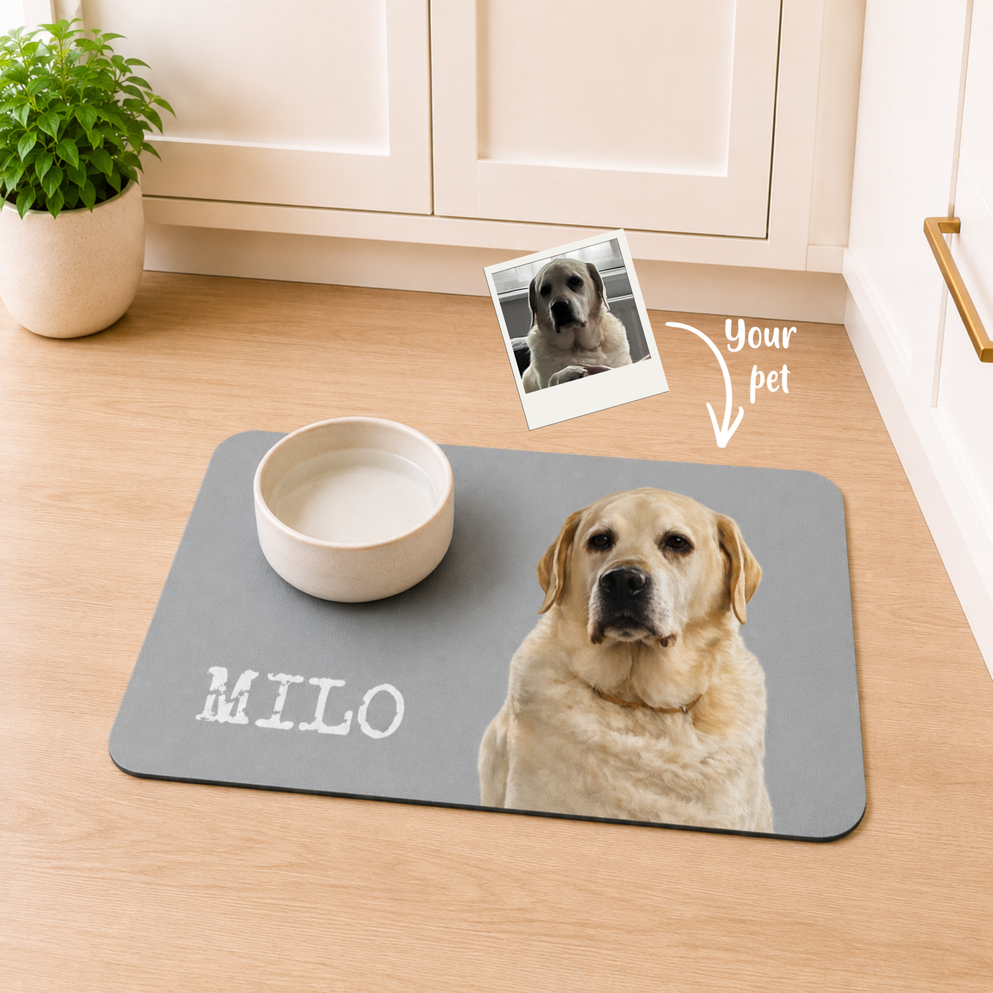Personalised Pet Bowl Mat Portrait Design