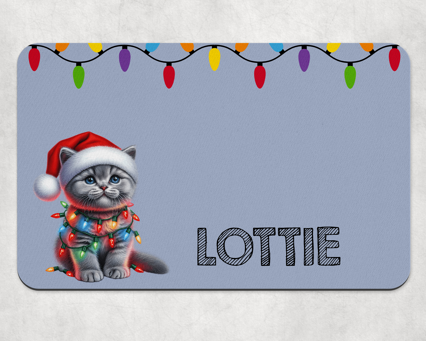 Personalised Christmas Bowl Mat Cat Breed Design