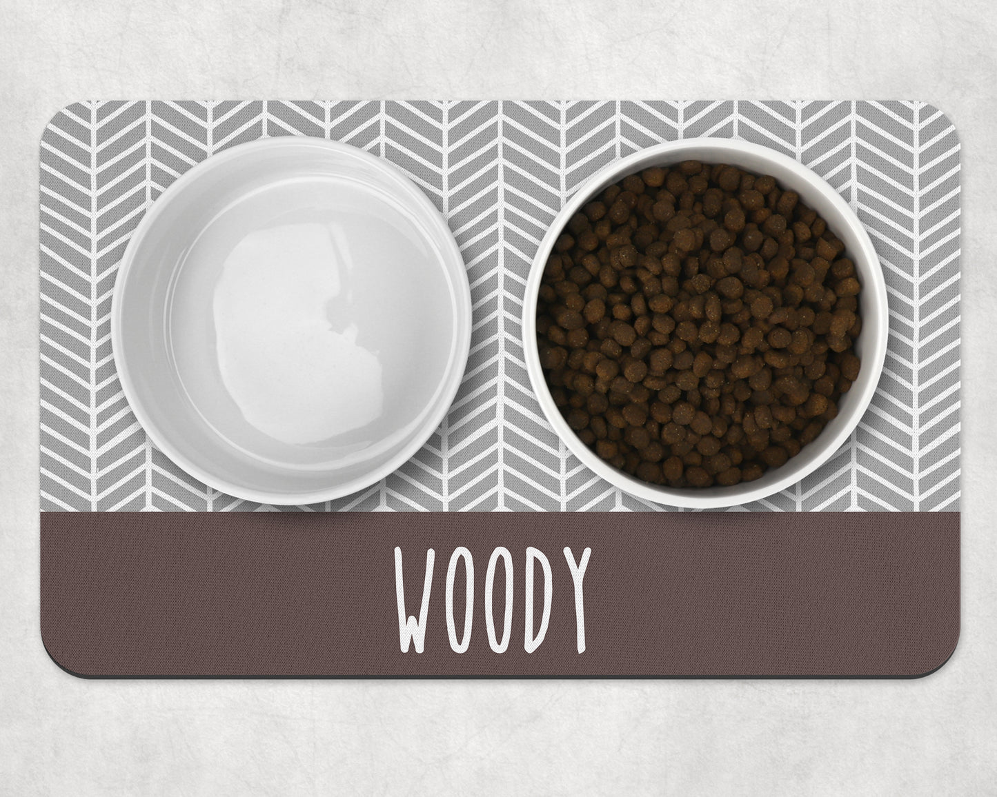 Personalised Pet Bowl Mat Herringbone Stripe Design