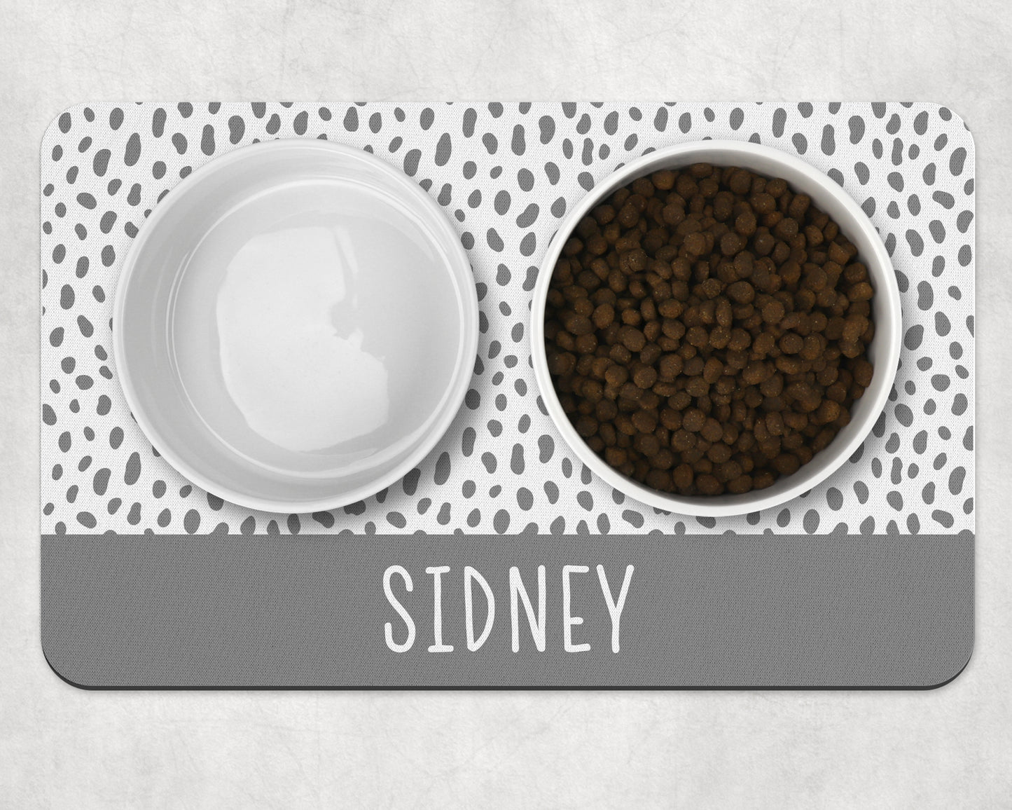 Personalised Pet Bowl Mat Spotty Stripe Design