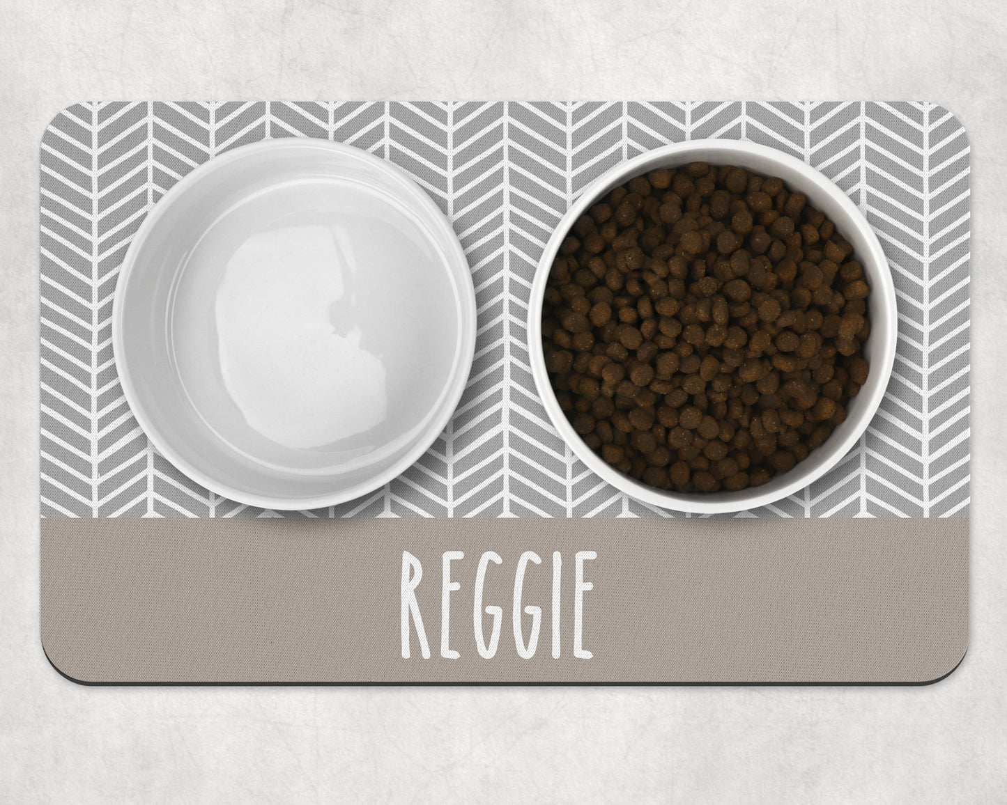Personalised Pet Bowl Mat Herringbone Stripe Design