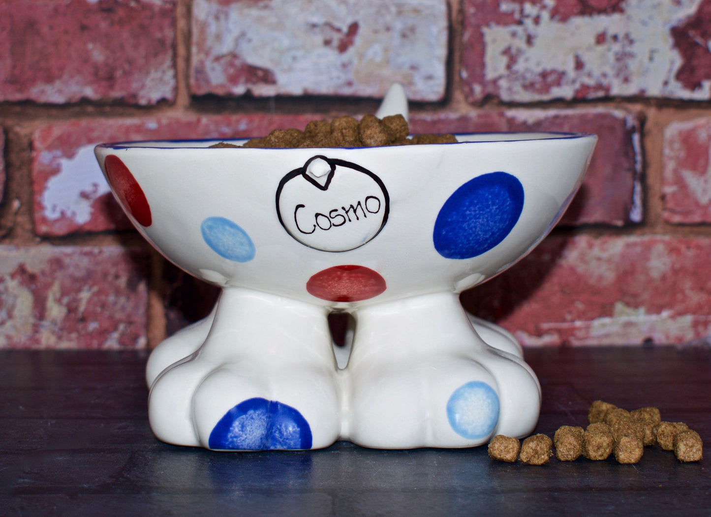 Personalised Dog Leg Bowl Spotty Design