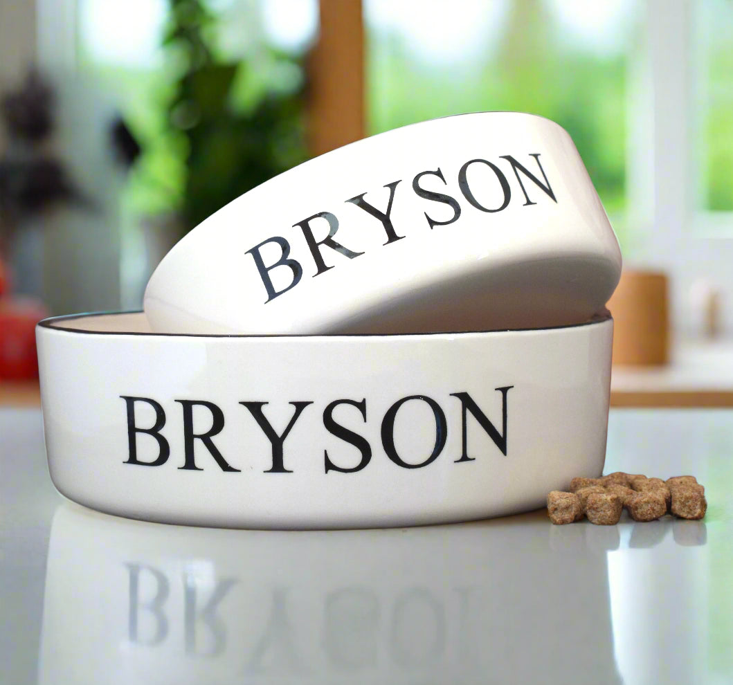 Personalised Straight sided Classic Font 2 bowl set