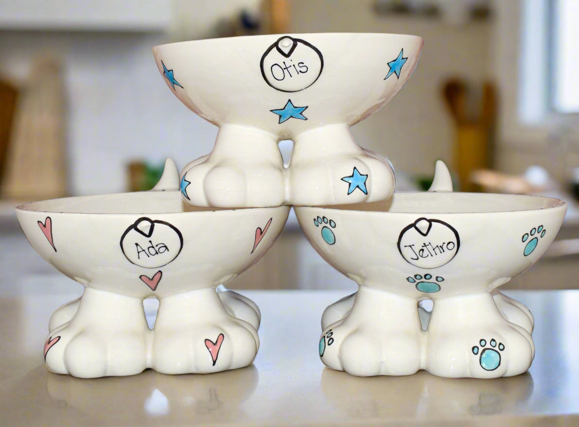 Personalised Dog Leg Bowl Whimsical Design