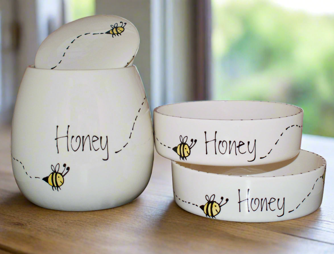 Personalised Straight sided Bee Design Treat jar set