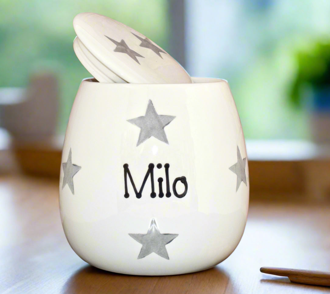 Personalised Treat Jar Star Print Design