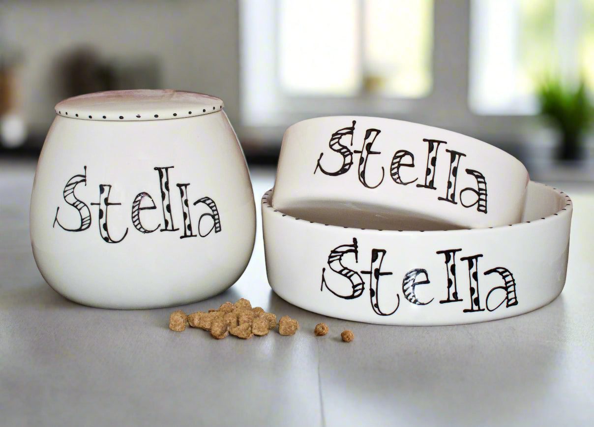 Personalised Straight sided Doodle Font Treat Jar set