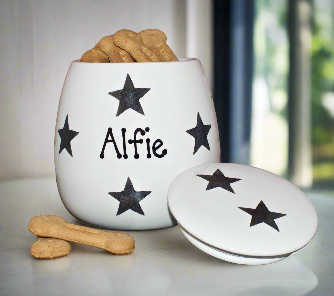Personalised Treat Jar Star Print Design