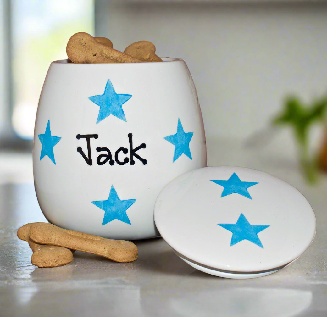 Personalised Treat Jar Star Print Design