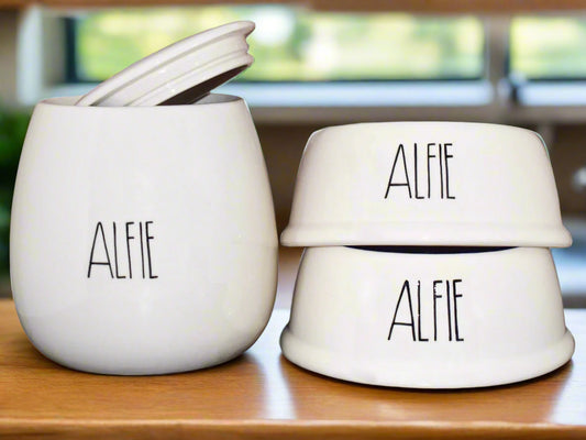 Personalised Slanted Skinny Treat Jar set