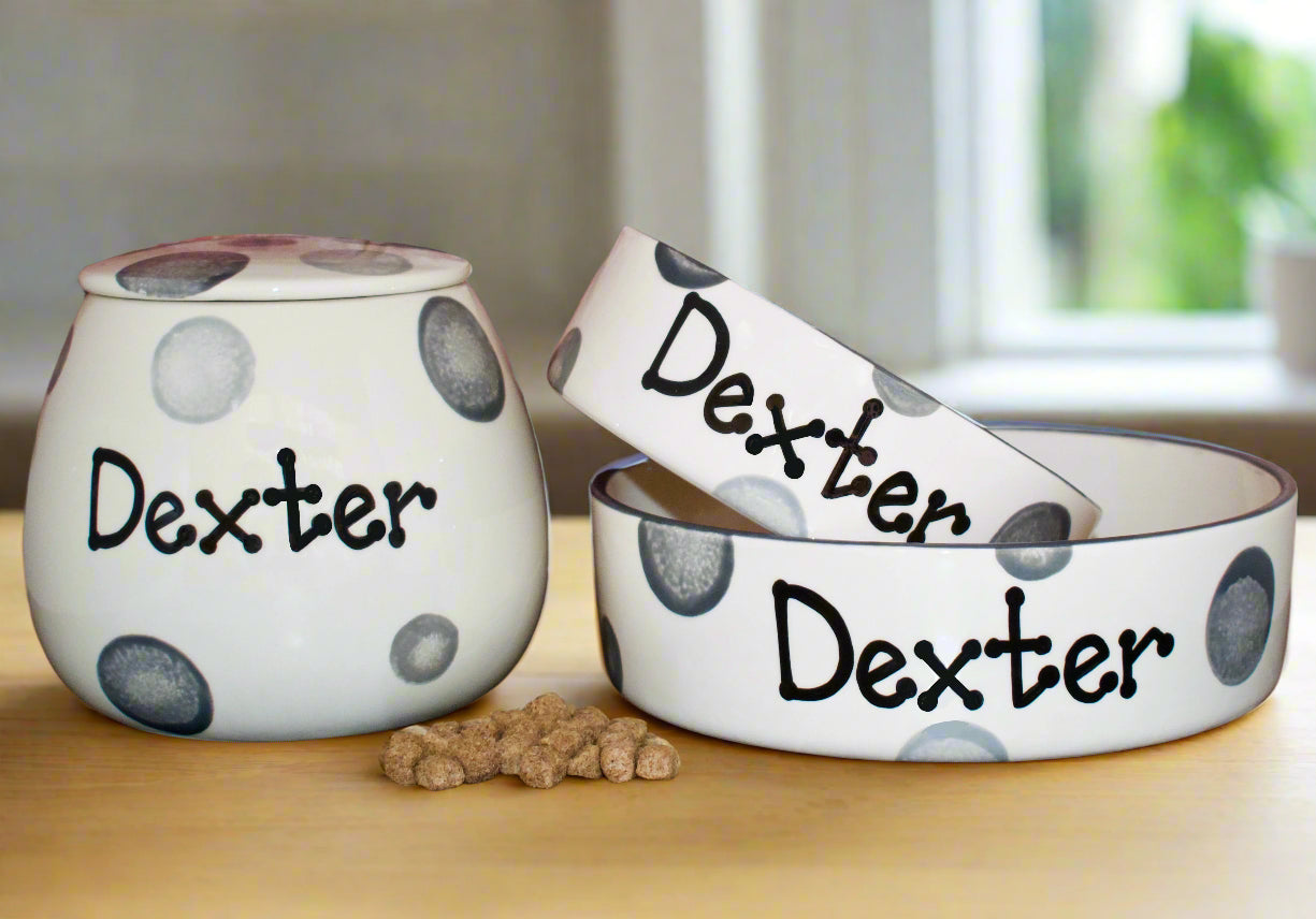 Personalised Straight sided Spotty Design Treat Jar set