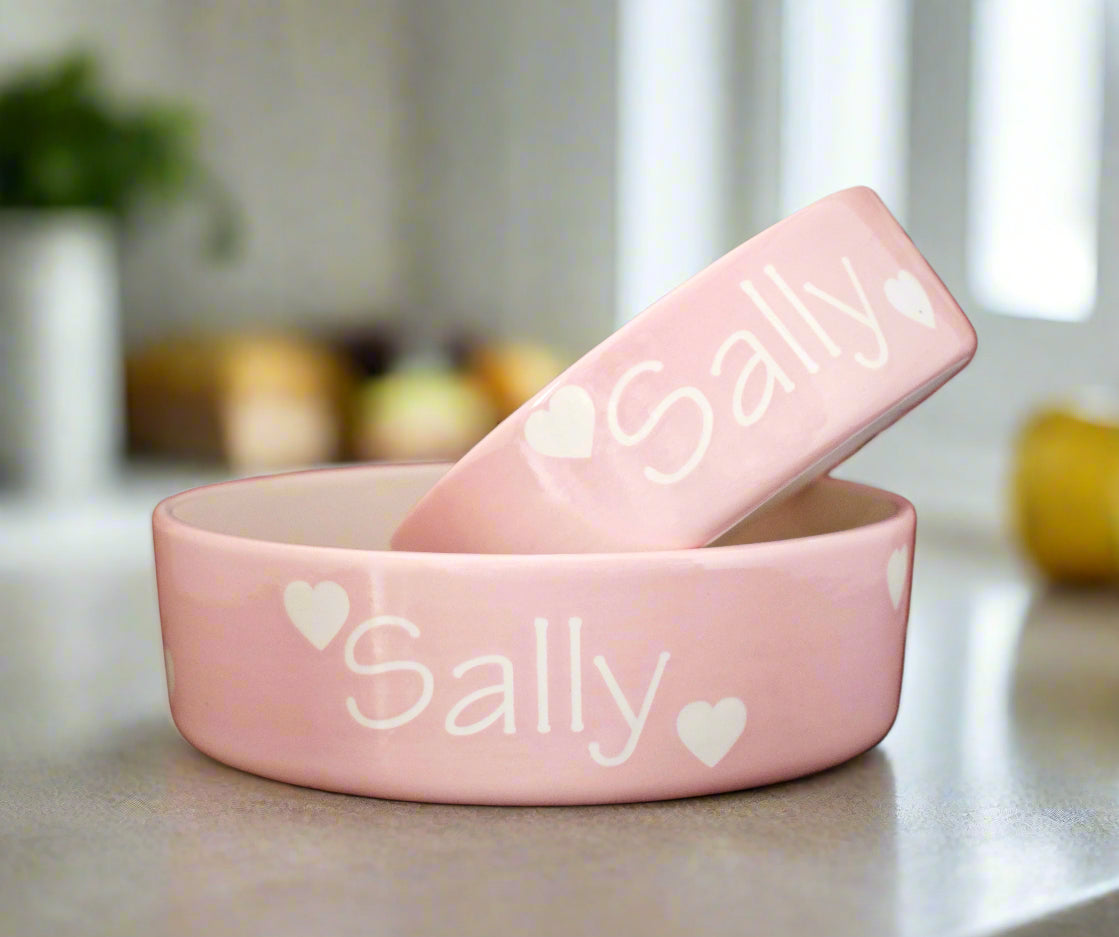 Personalised Straight sided Polka design 2 bowl set