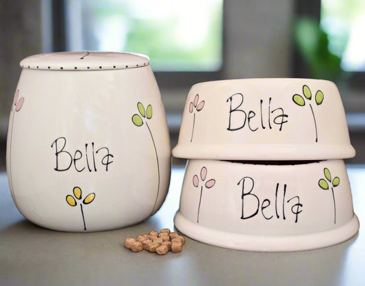 Personalised Slanted Petal Design Treat Jar set