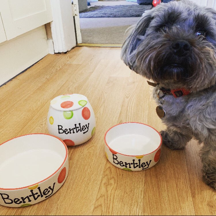 Personalised Straight sided Spotty Design Treat Jar set
