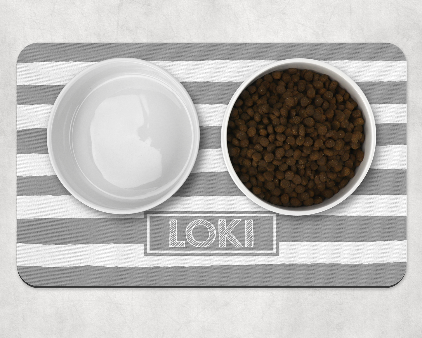 Personalised Pet Bowl Mat Stripey Design