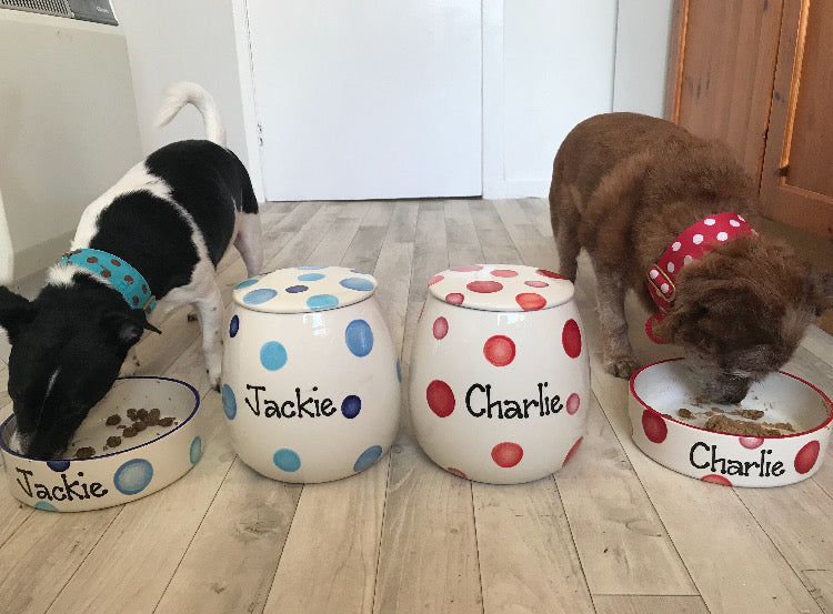 Personalised Straight sided Spotty Design Treat Jar set