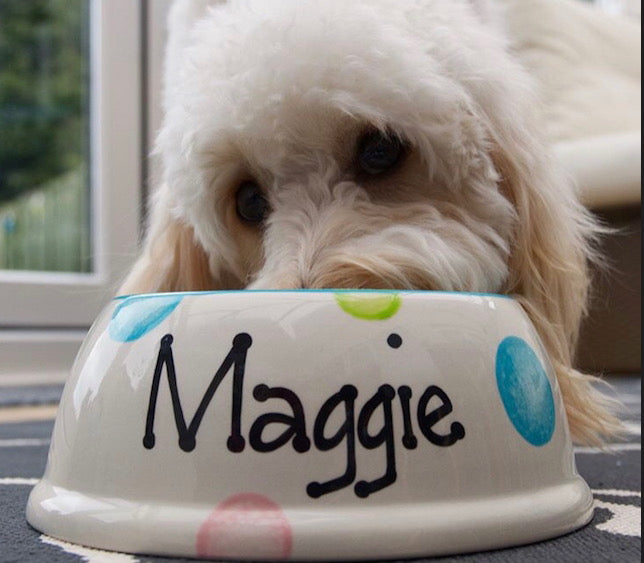Personalised Slanted Spotty Bowl