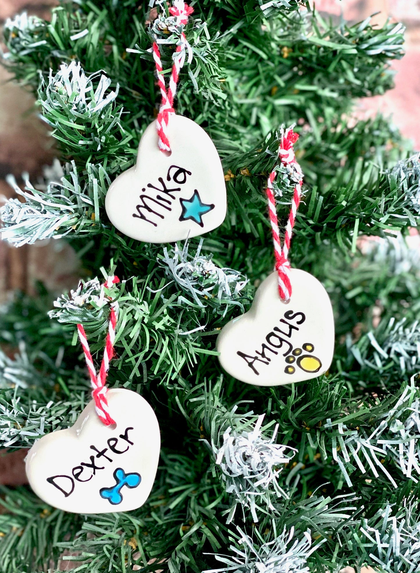 Personalised Small Ceramic Hanging Christmas Heart Decoration