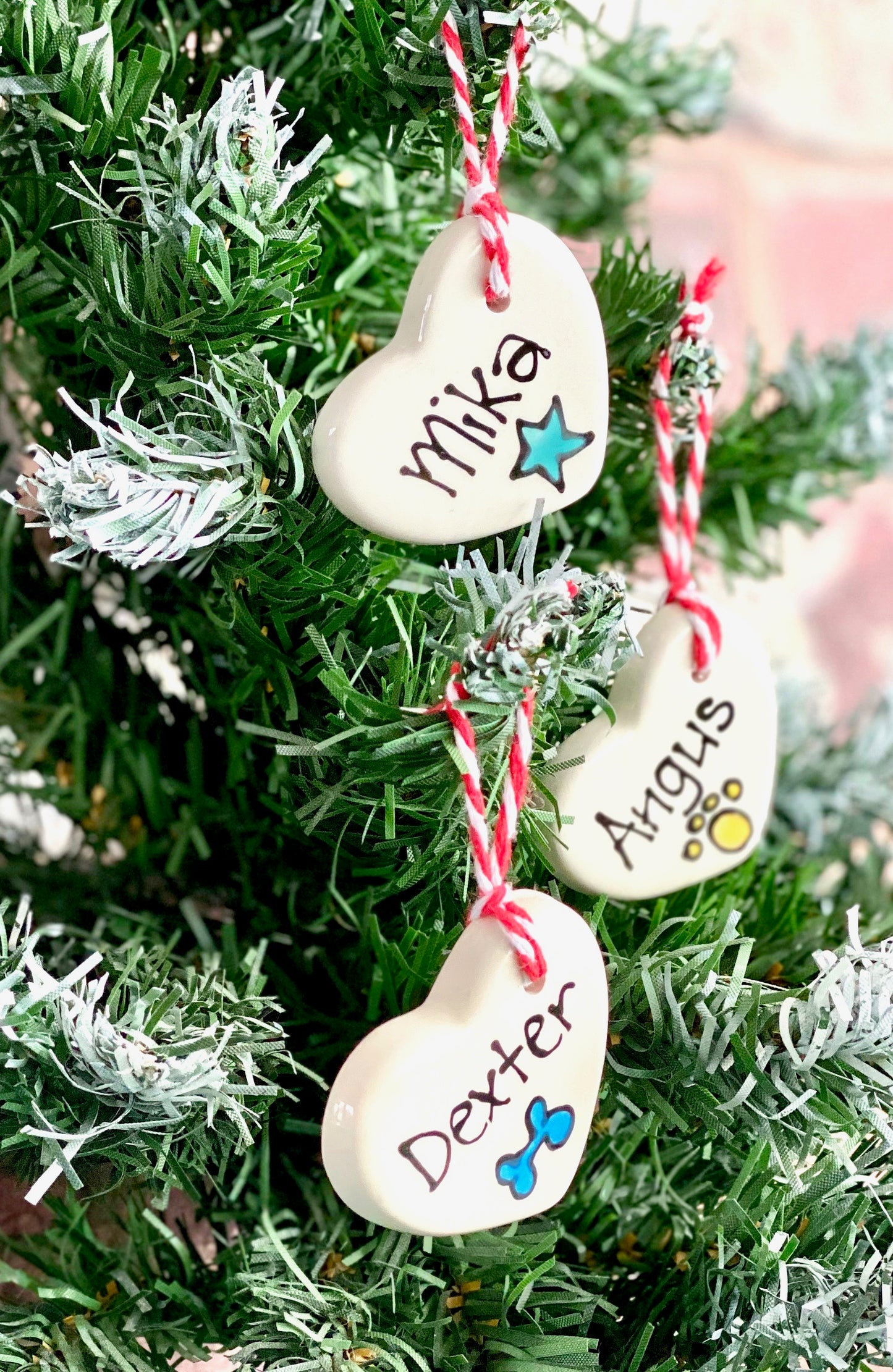 Personalised Small Ceramic Hanging Christmas Heart Decoration