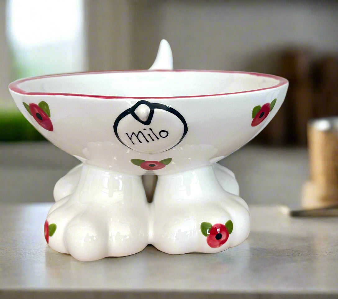 Personalised Dog Leg Bowl Poppy Design