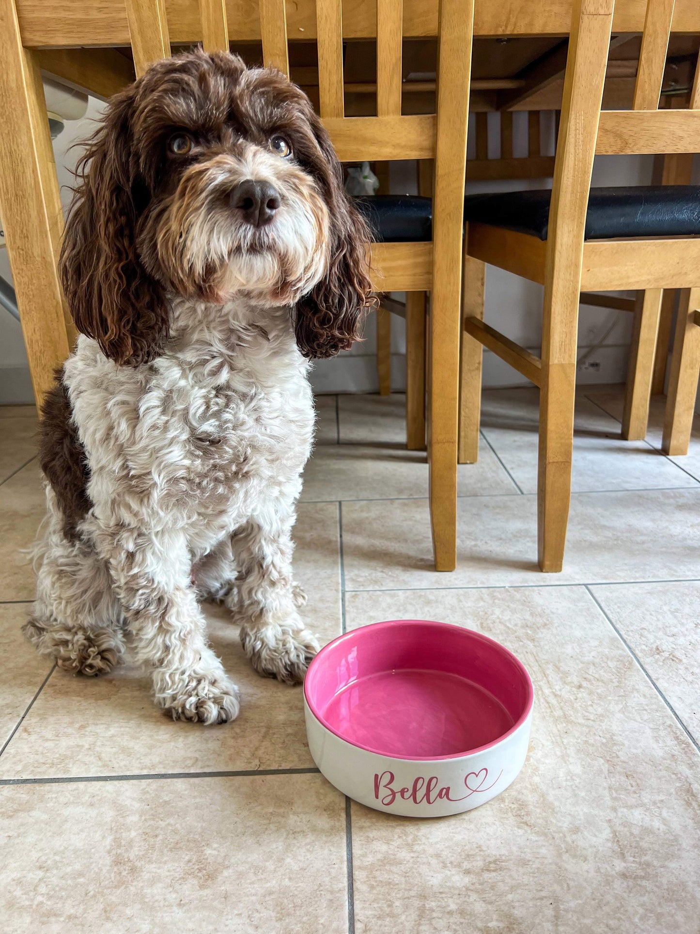 Personalised Straight Sided Monochrome Bowl Heart Font