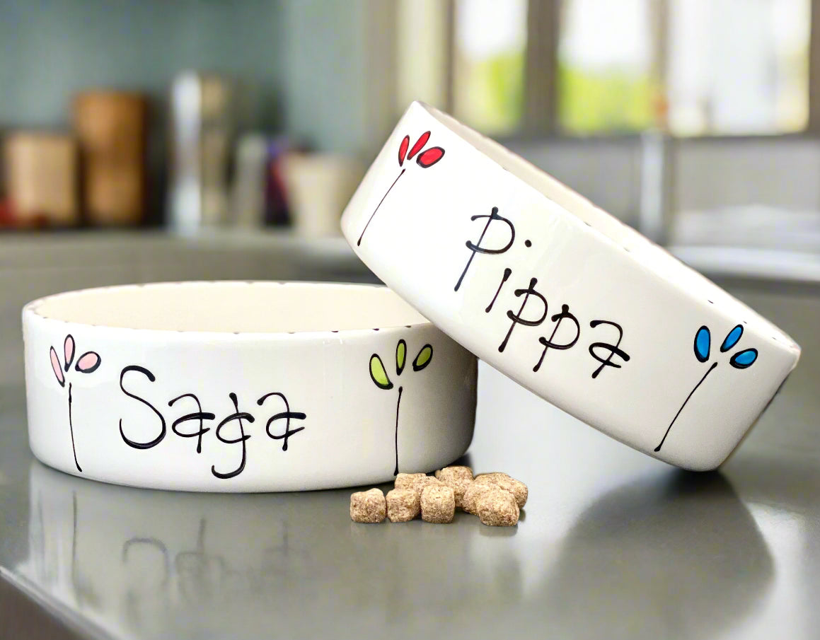 Personalised Straight sided Petal Design 2 bowl set