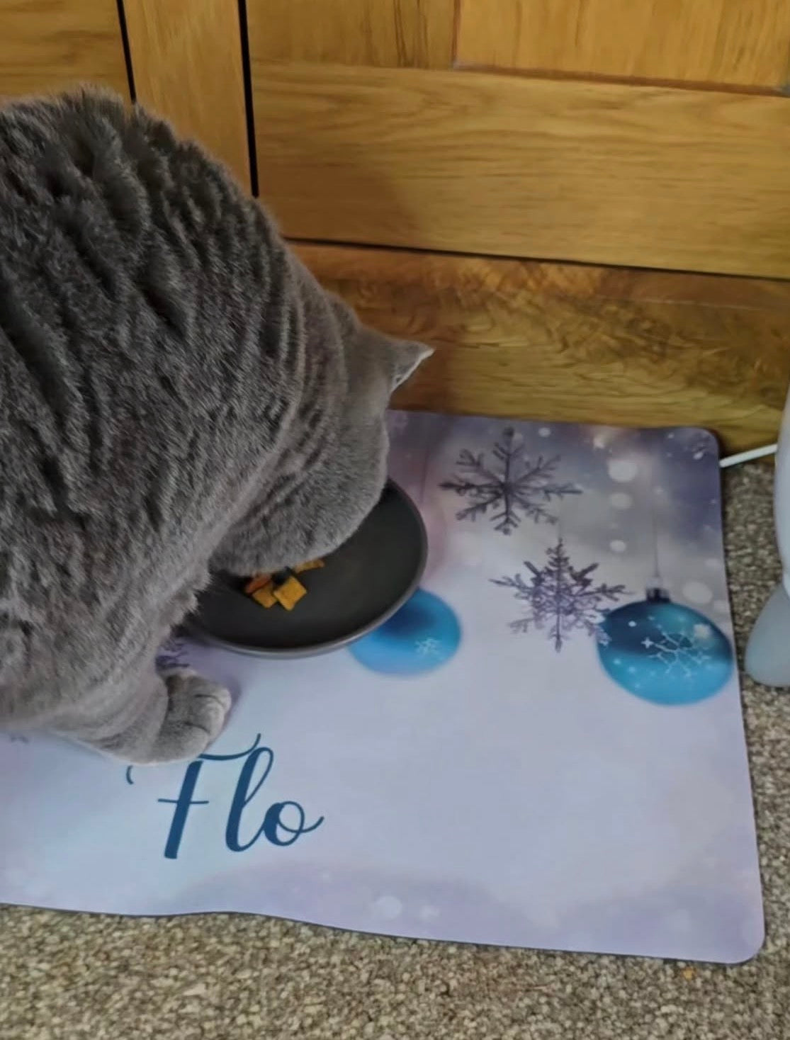 Personalised Pet Bowl Mat Christmas Hanging Bauble Design