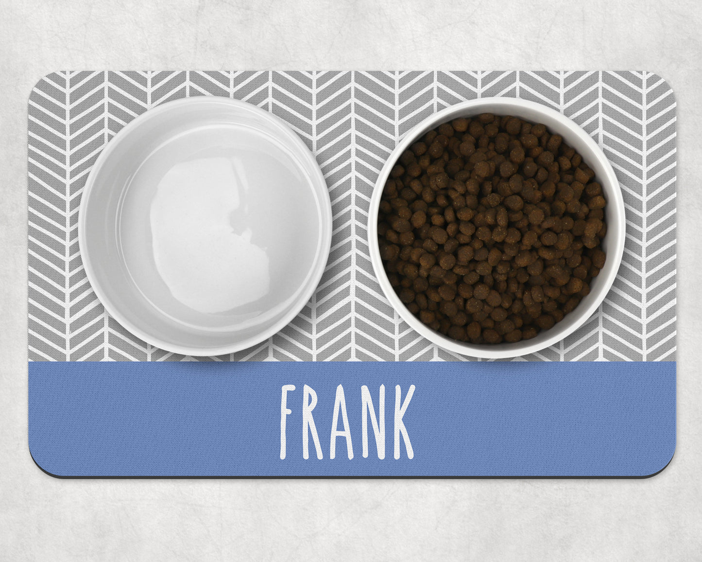 Personalised Pet Bowl Mat Herringbone Stripe Design
