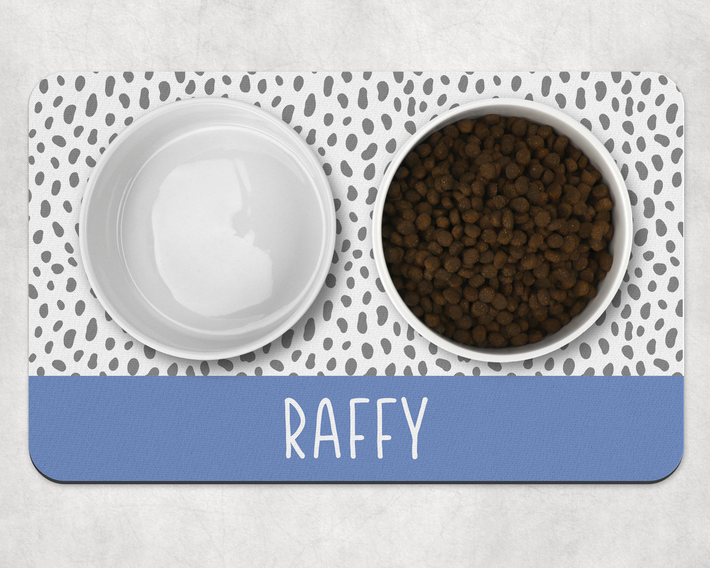 Personalised Pet Bowl Mat Spotty Stripe Design