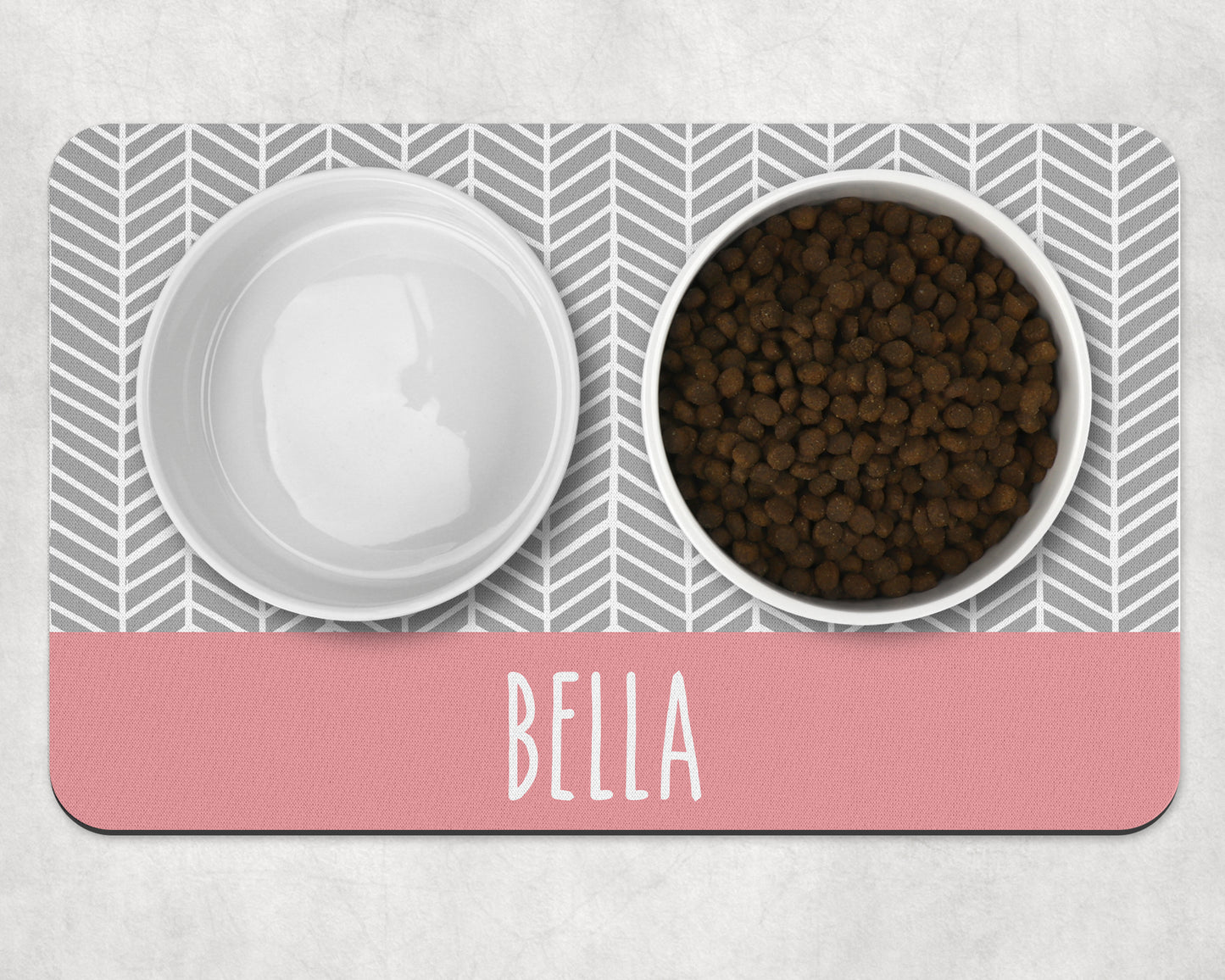 Personalised Pet Bowl Mat Herringbone Stripe Design