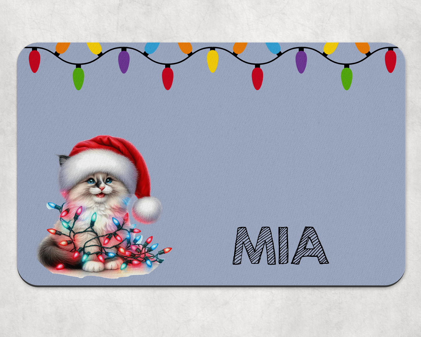 Personalised Christmas Bowl Mat Cat Breed Design