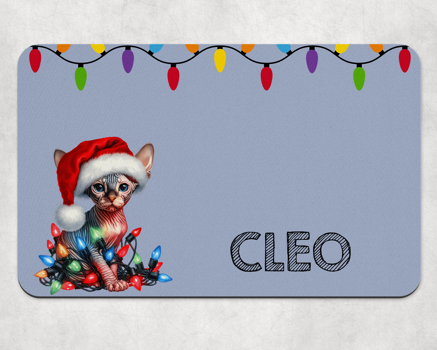 Personalised Christmas Bowl Mat Cat Breed Design