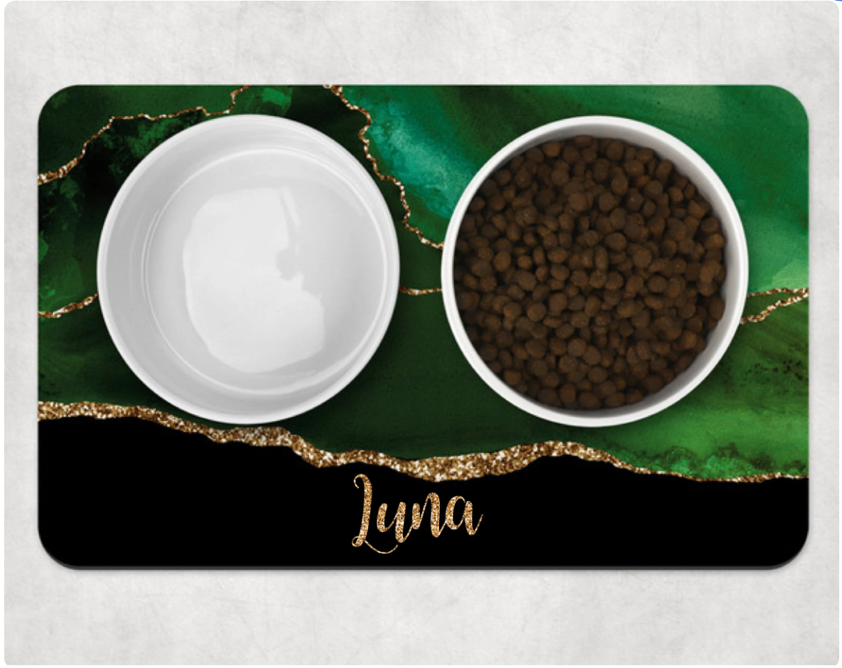 Personalised Pet Bowl Mat Agate Design