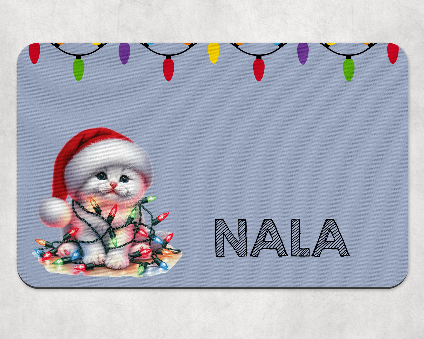 Personalised Christmas Bowl Mat Cat Breed Design