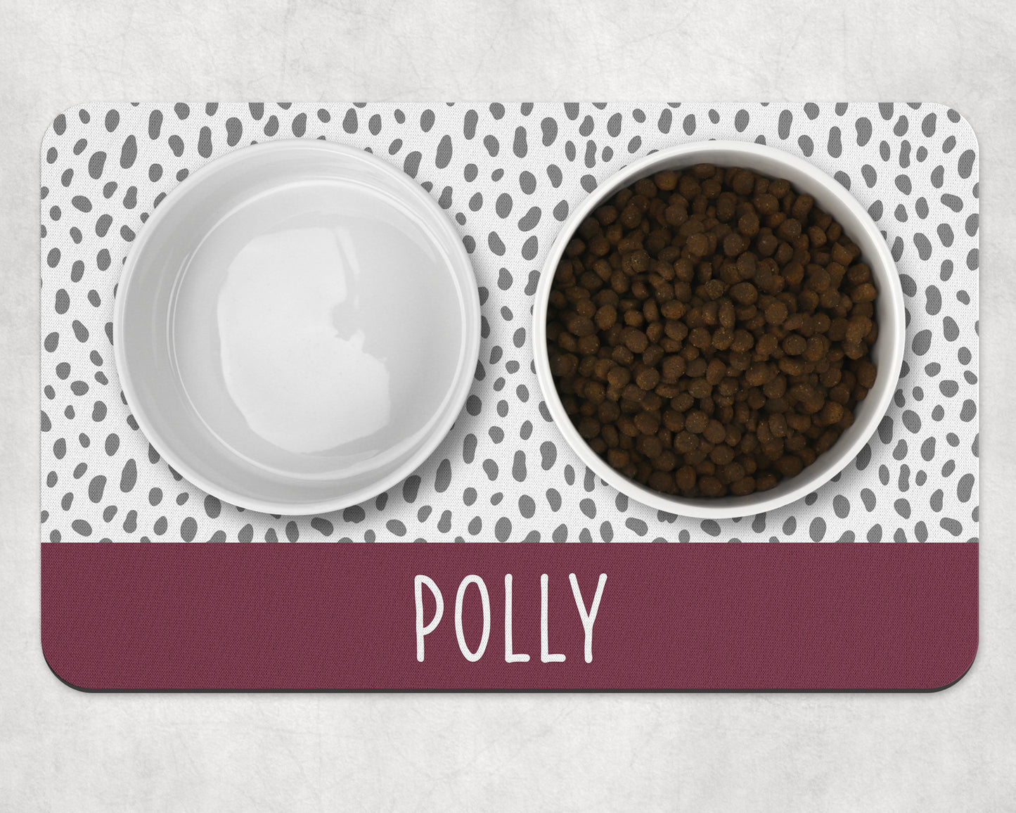 Personalised Pet Bowl Mat Spotty Stripe Design