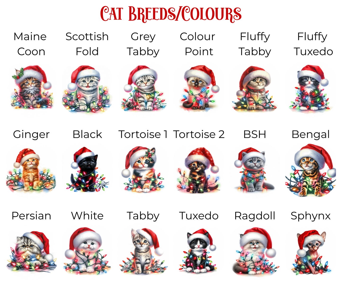 Personalised Christmas Bowl Mat Cat Breed Design