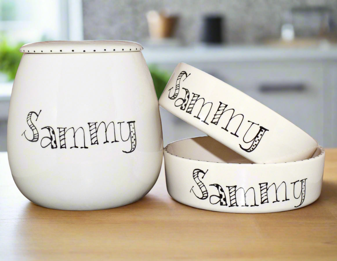Personalised Straight sided Doodle Font Treat Jar set