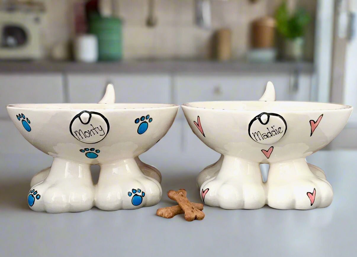 Personalised Dog Leg Bowl Whimsical Design