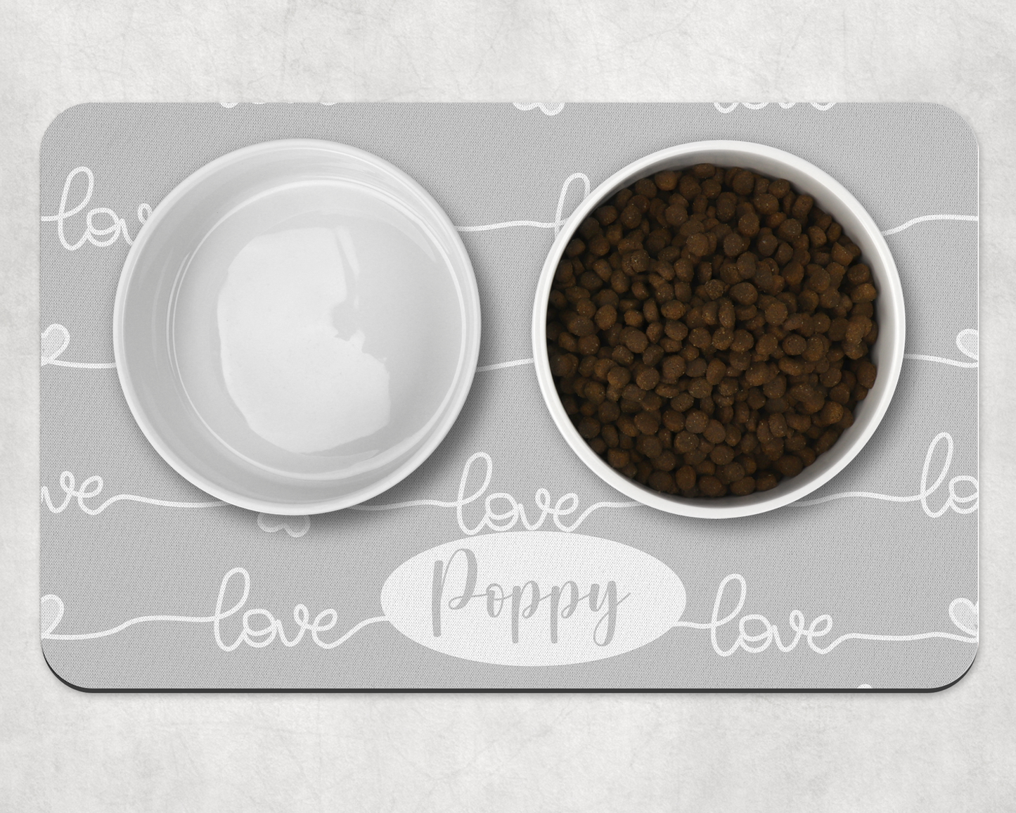 Personalised Pet Bowl Mat Love design