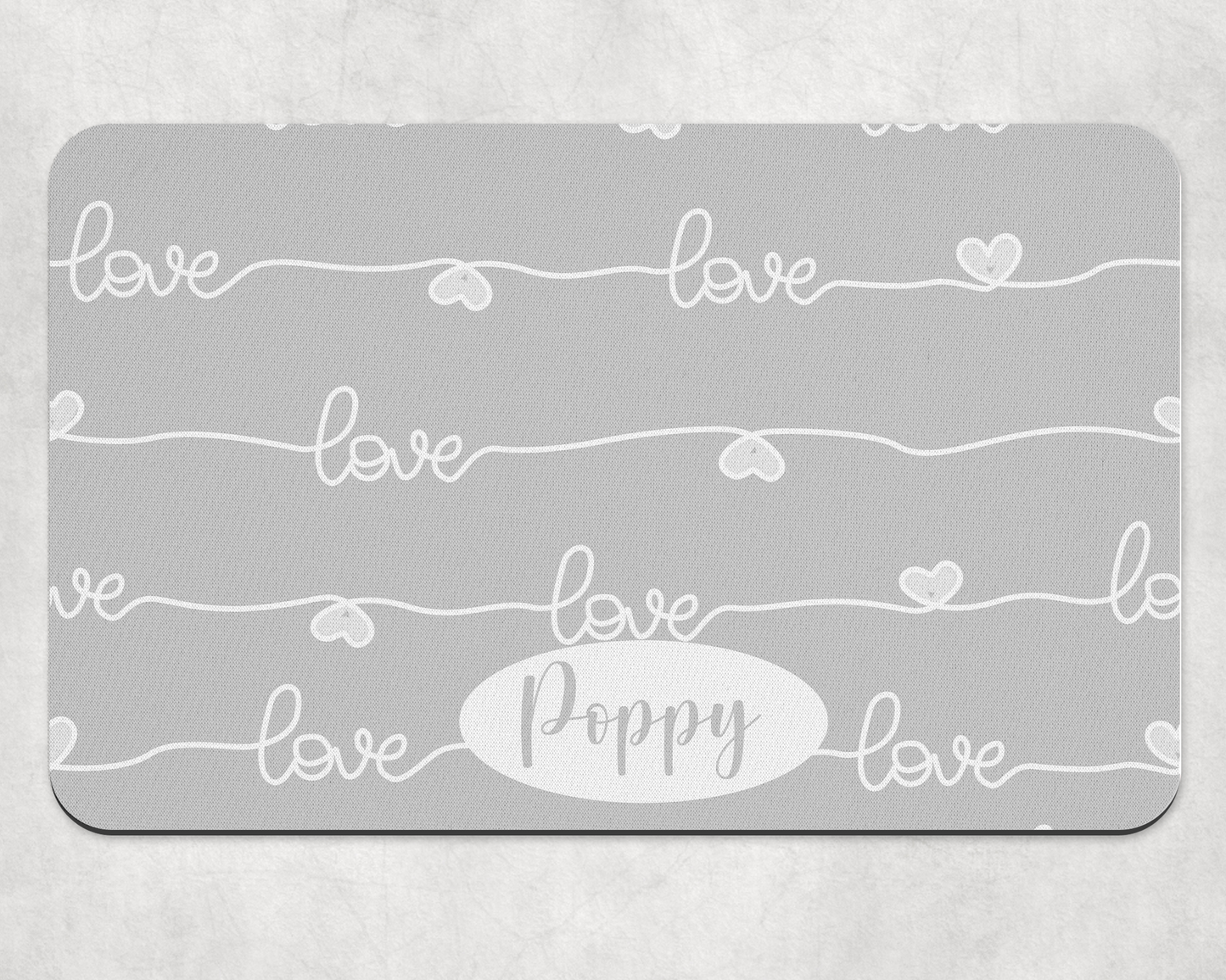 Personalised Pet Bowl Mat Love design