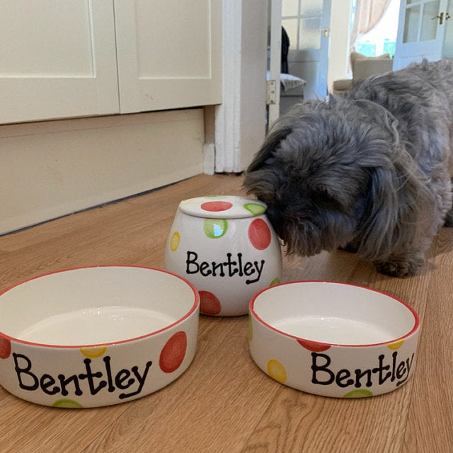 Personalised Straight sided Spotty Design Treat Jar set