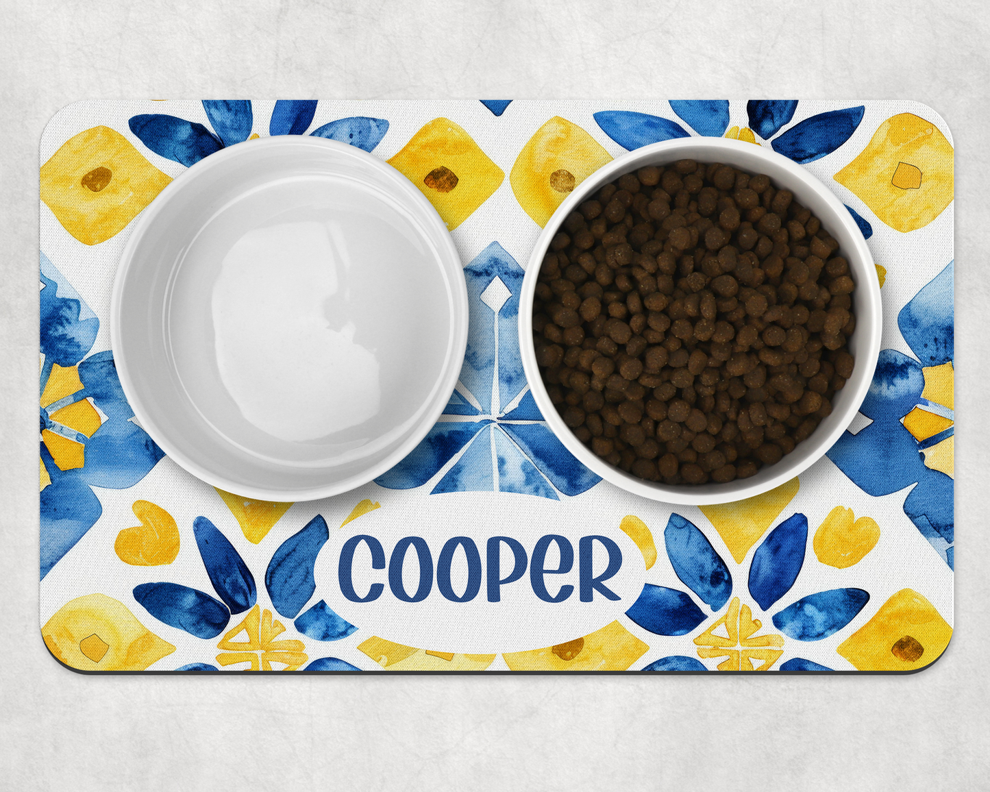 Personalised Pet Bowl Mat Amalfi Coast Inspired