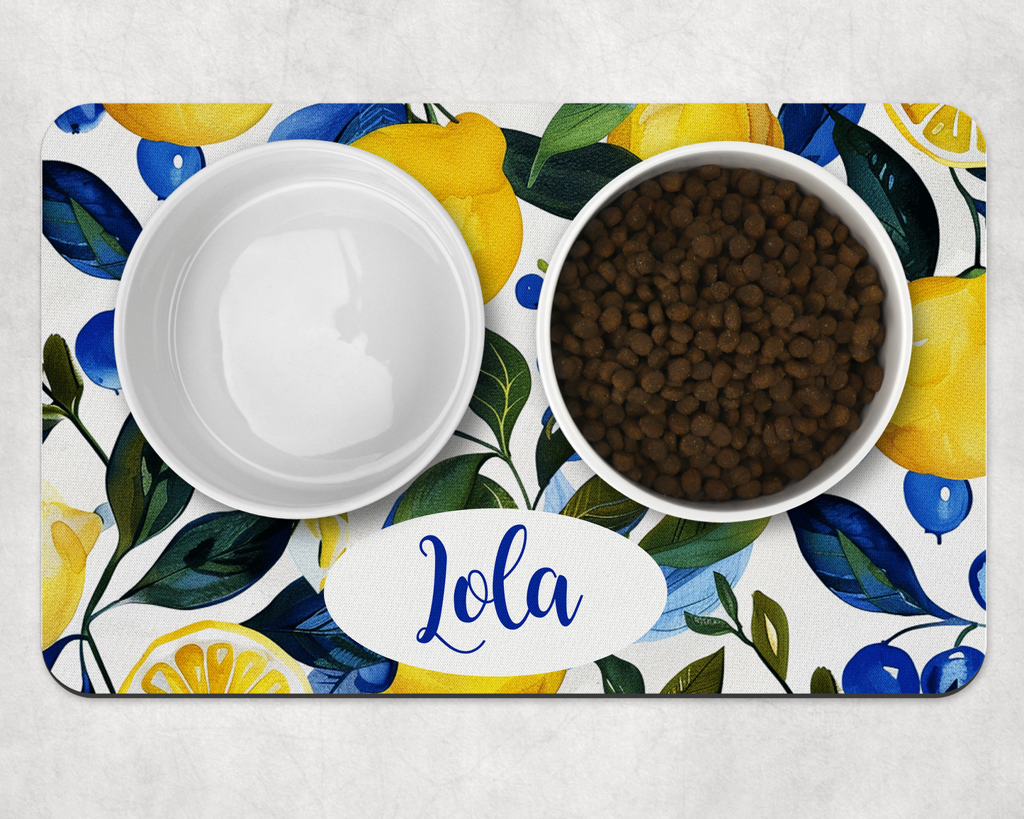 Personalised Pet Bowl Mat Amalfi Coast Inspired
