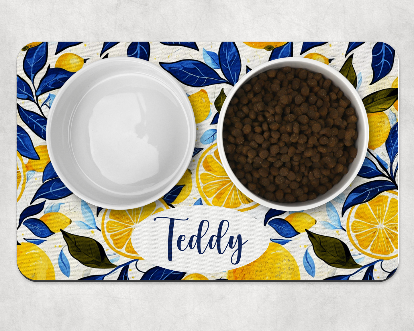 Personalised Pet Bowl Mat Amalfi Coast Inspired